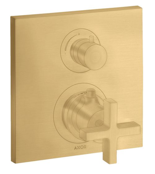 AXOR-HG-AXOR-Citterio-Thermostat-Unterputz-mit-Absperrventil-und-Kreuzgriff-Brushed-Gold-Optic-39705250 gallery number 1